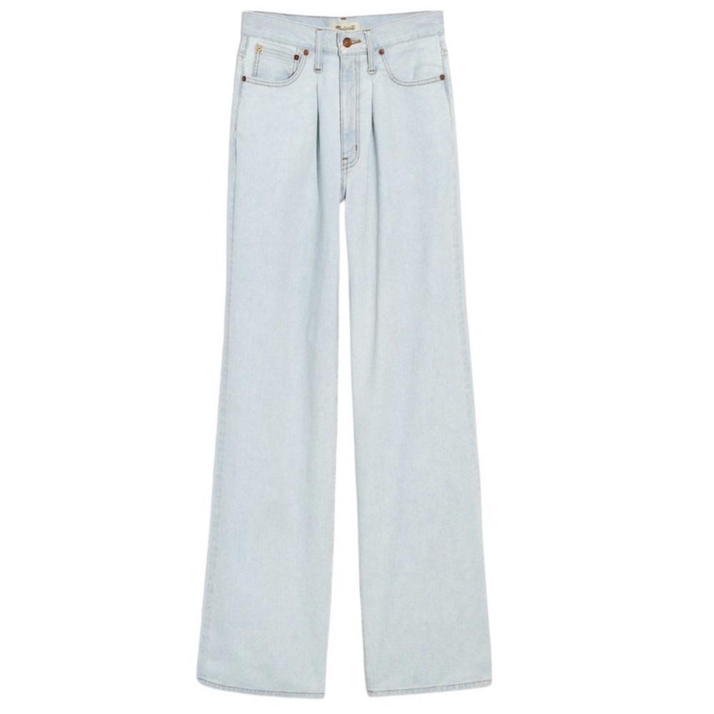 Madewell Super-Wide Leg Jeans Olcott Wash Pleated Edition Light Blue Size 30